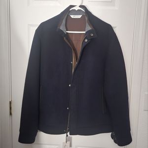 Peter Millar Crown Flex Fleece City Coat Men's L Navy Wool w/ Lining Jacket